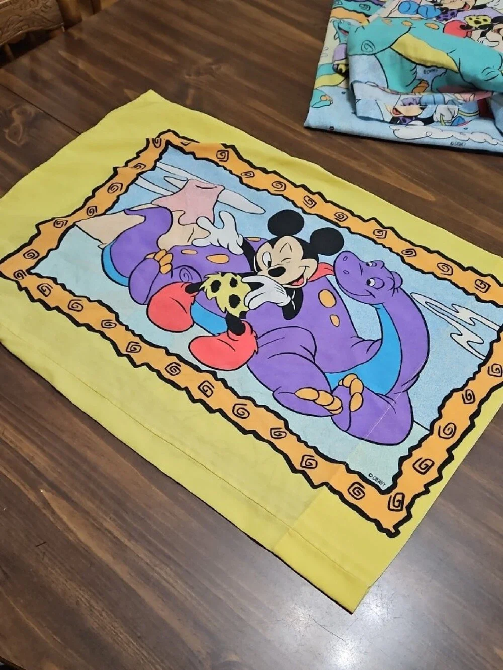 Vintage 80s Disney Mickey & Minnie Stone Age Twin Sheet Set (3 Piece)